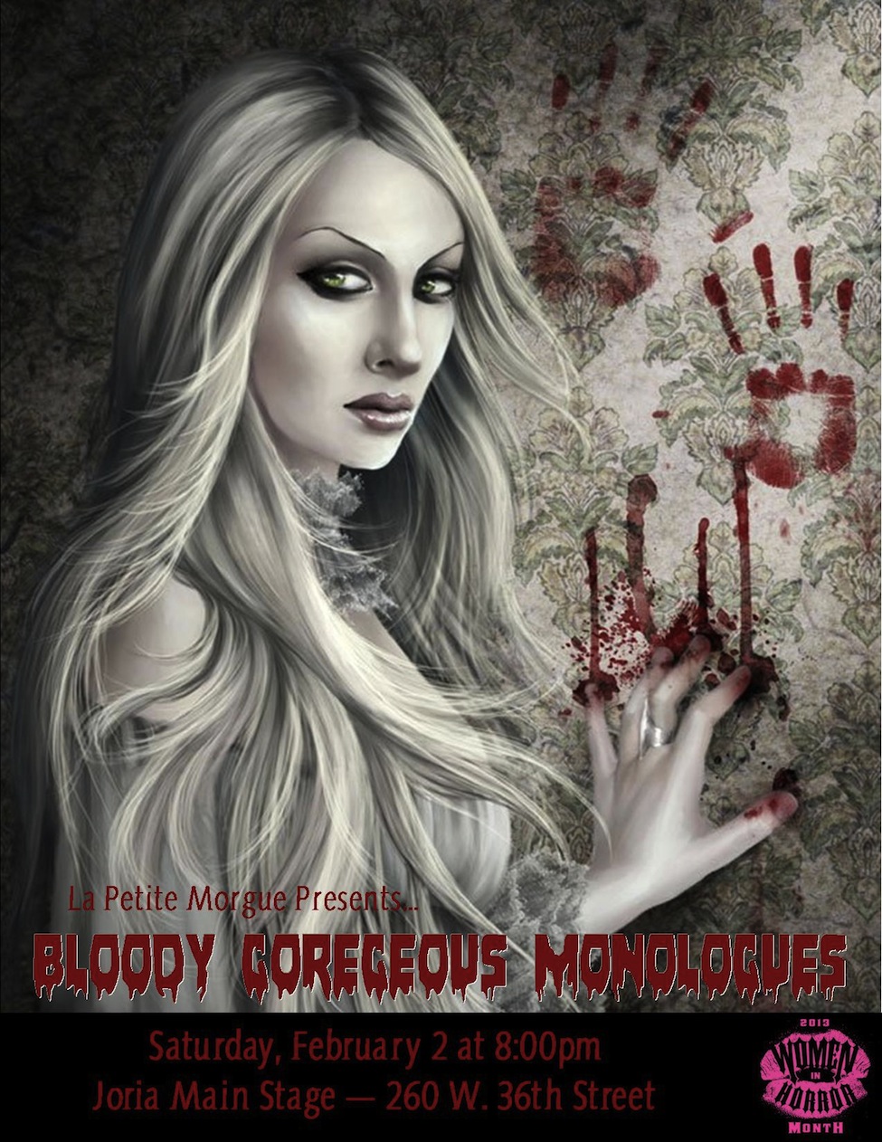 Postcard for BLOODY GORGEOUS MONOLOGUES from La Petite Morgue.