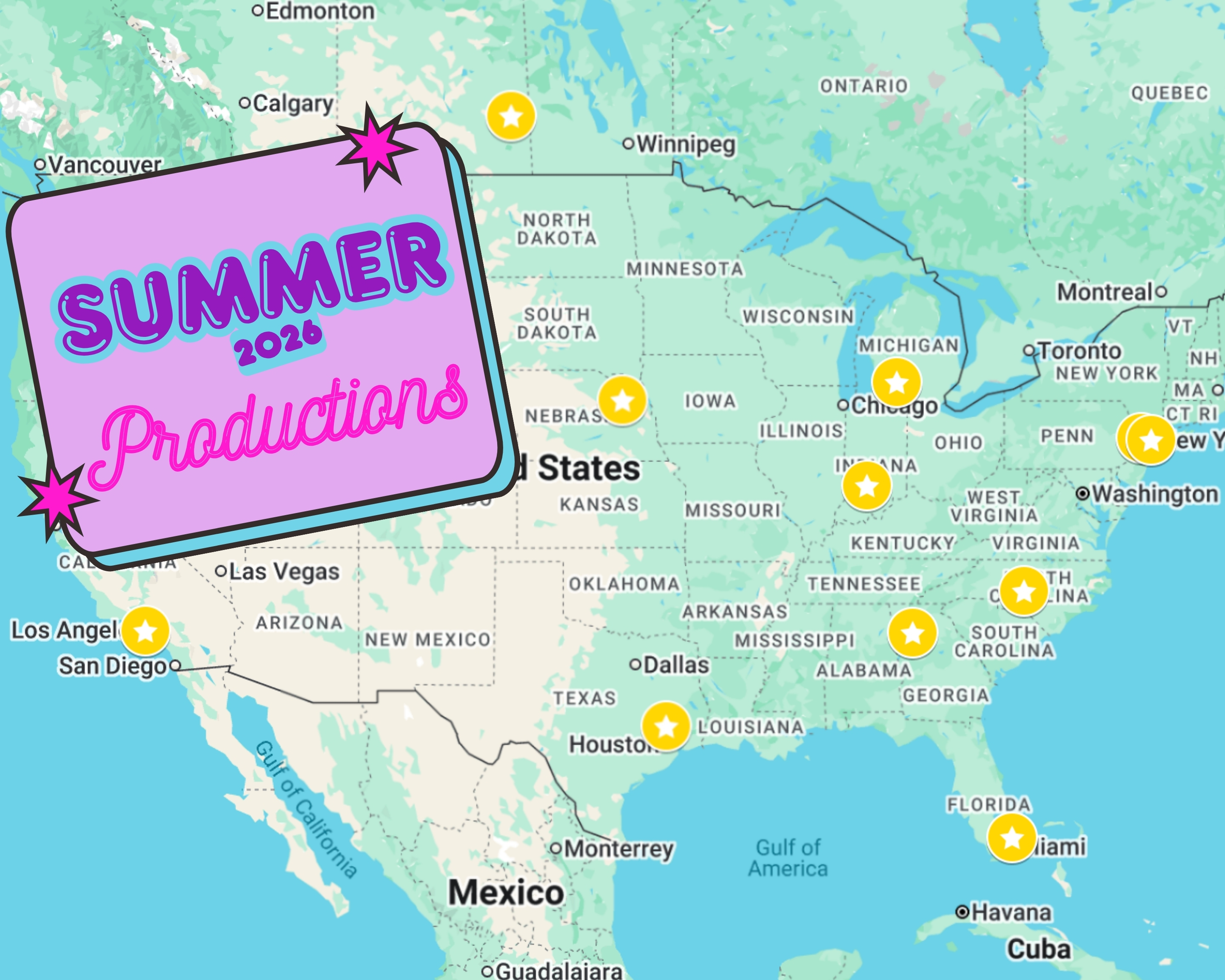 Map of my 2026 productions