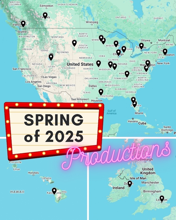 Map of productions happening in the Spring of 2025.